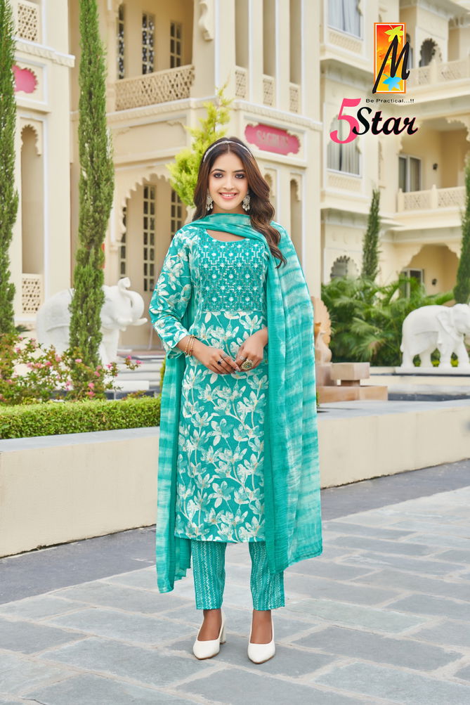 5 Star By master Capsule Foil Printed Kurti With Bottom Dupatta Wholesale Price In Surat